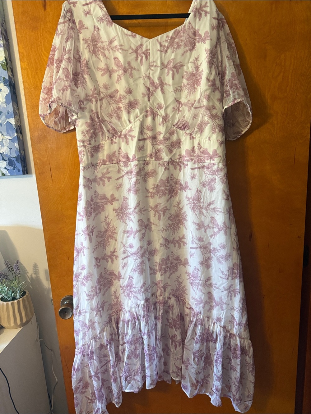 Ivy City Co White Dress with Mauve Floral Print